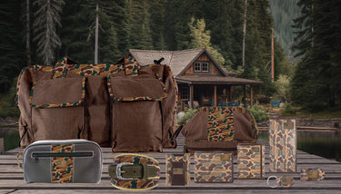 USA Flag Old School Camo group cabin brown tan