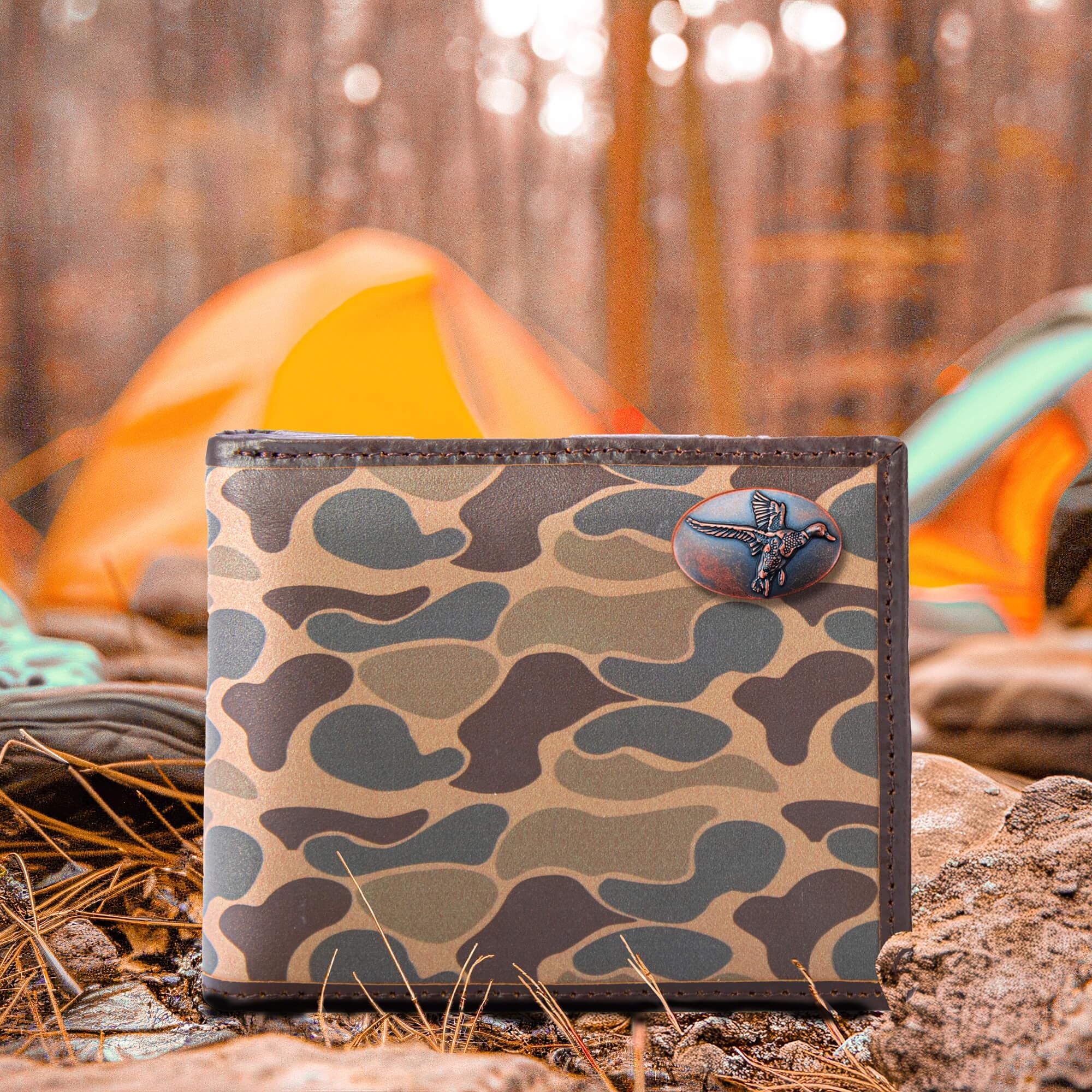 Mallard Old School Camo bifold wallet brown tan camp