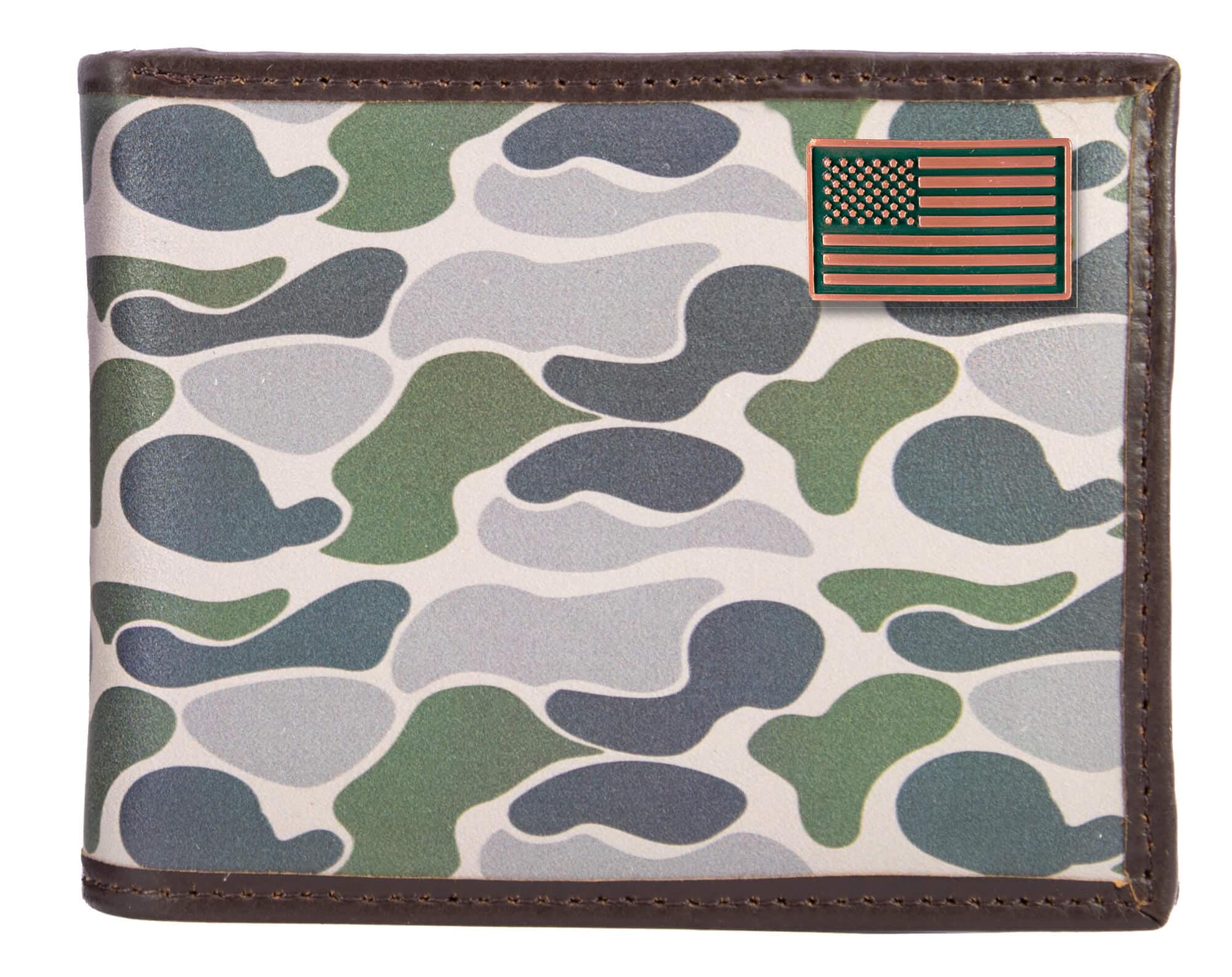 USA Flag Old School Camo bifold wallet green gray