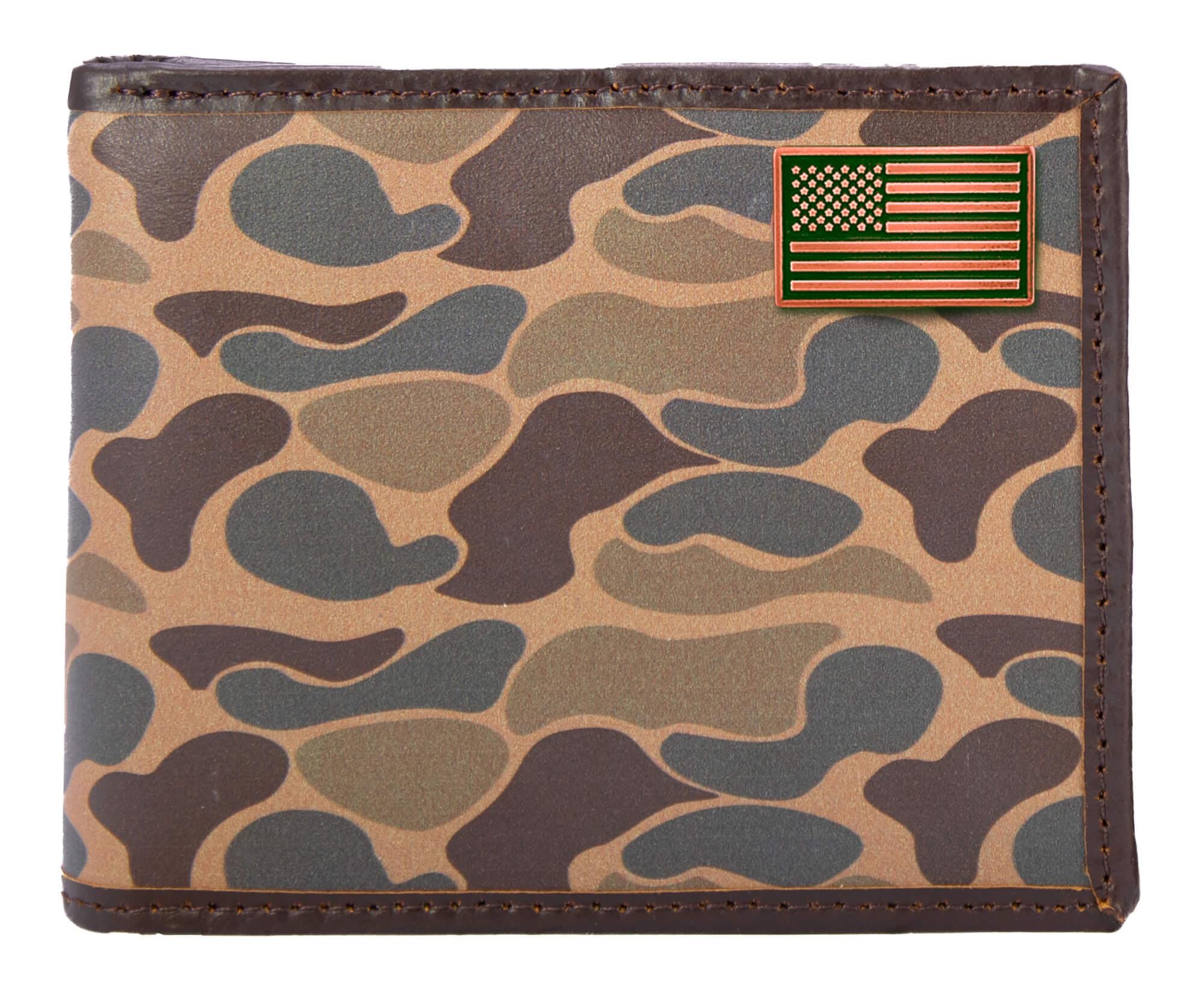 USA Flag Old School Camo bifold wallet brown tan