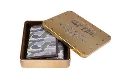 Old School Camo green gray trifold wallet gift box