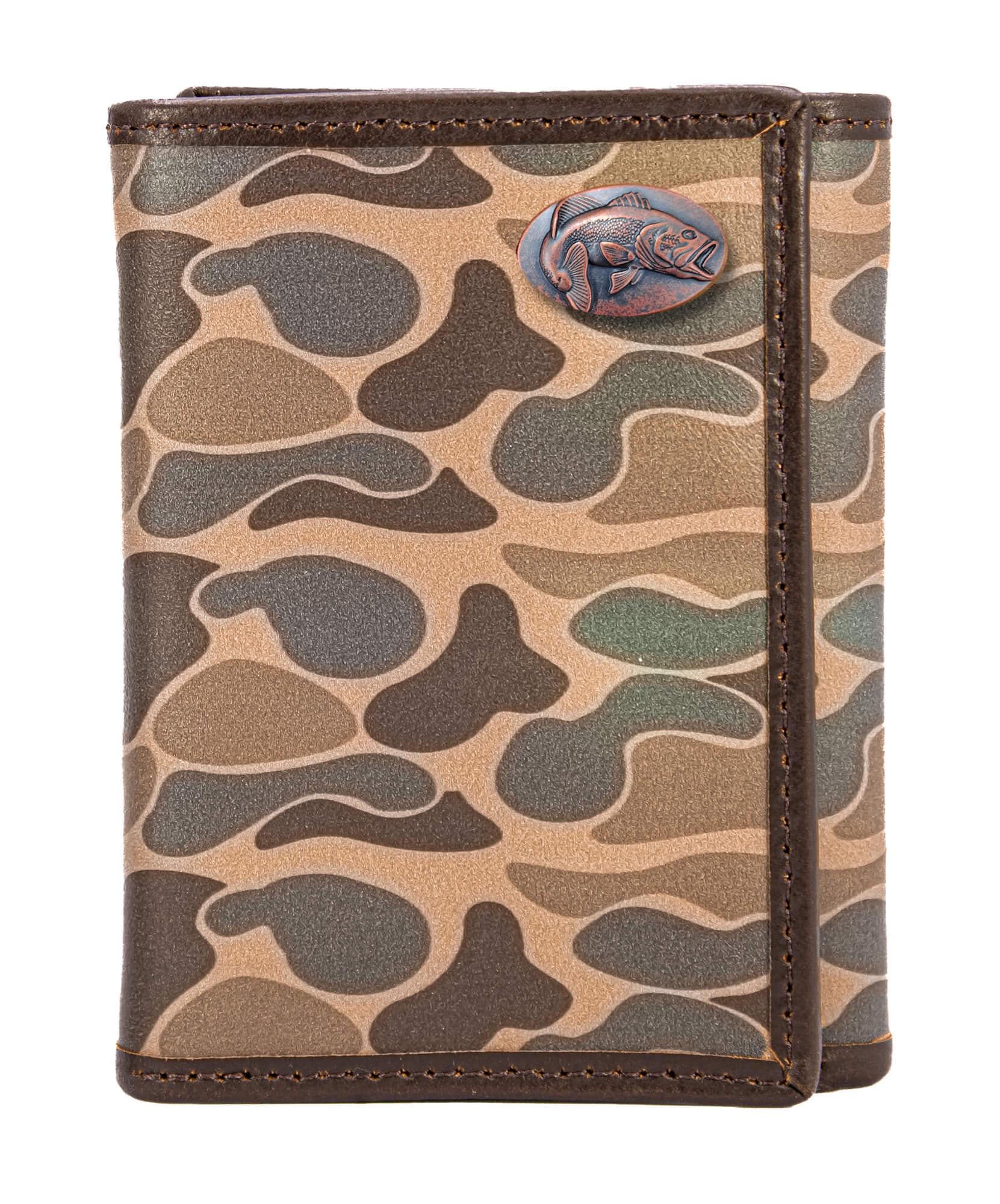 Bass Old School Camo trifold wallet brown tan