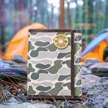 Shotshell Old School Camo trifold wallet green gray camp