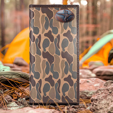 Mallard Old School Camo secretary wallet brown tan camp