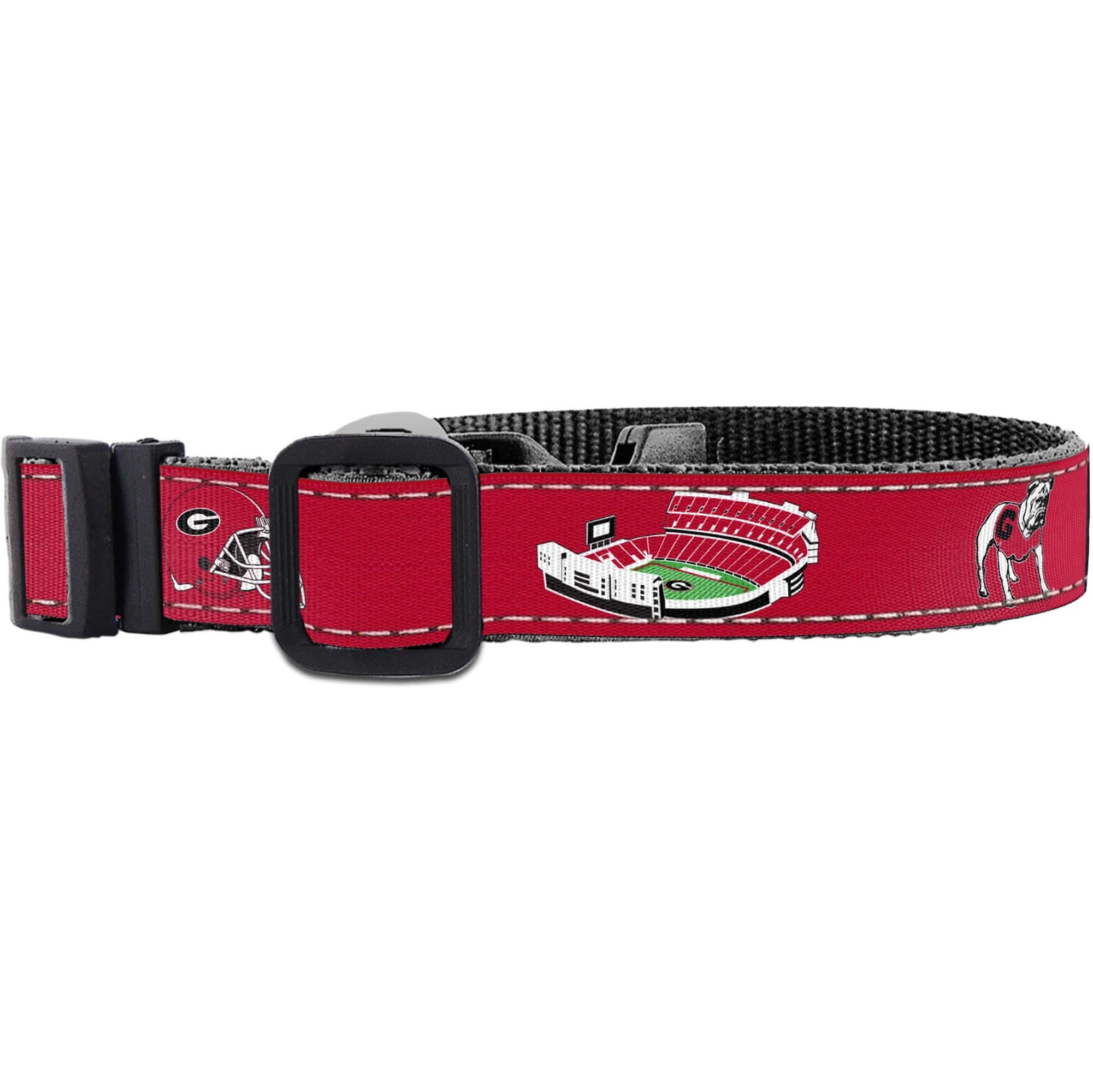 Georgia Bulldogs Stadium Collection Woven Ribbon Dog Collar Red