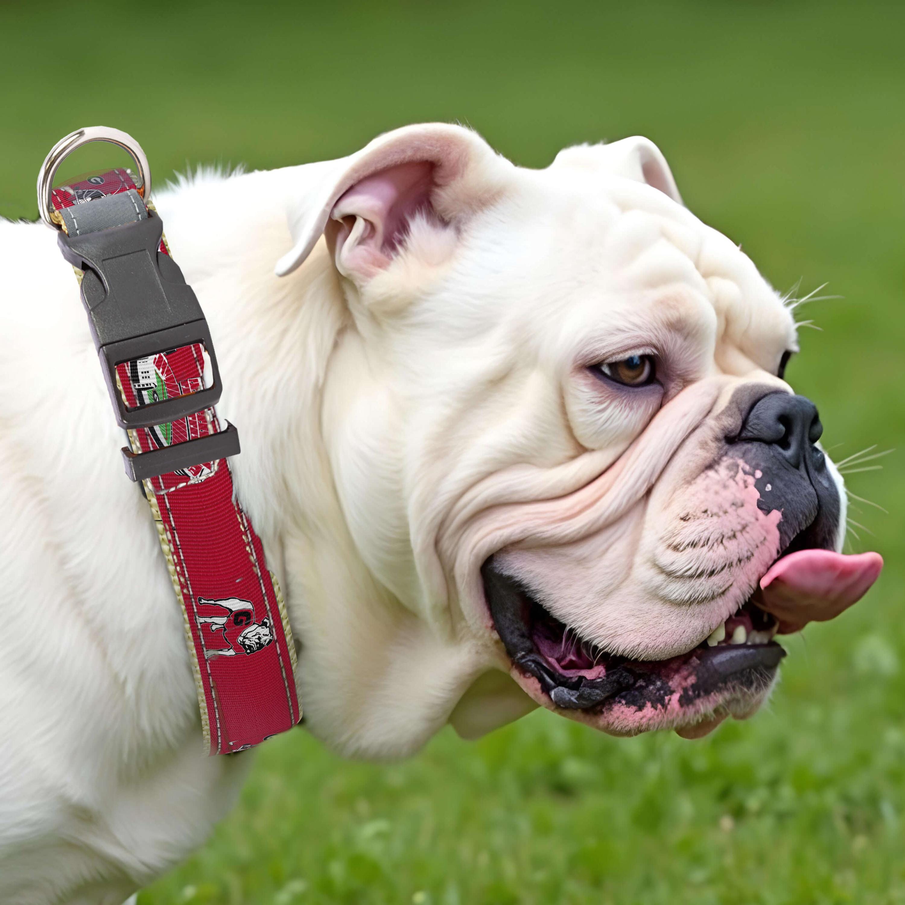 Georgia Bulldogs Stadium Collection Woven Ribbon Dog Collar Red Front