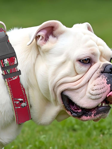 Georgia Bulldogs Stadium Collection Woven Ribbon Dog Collar Red Front