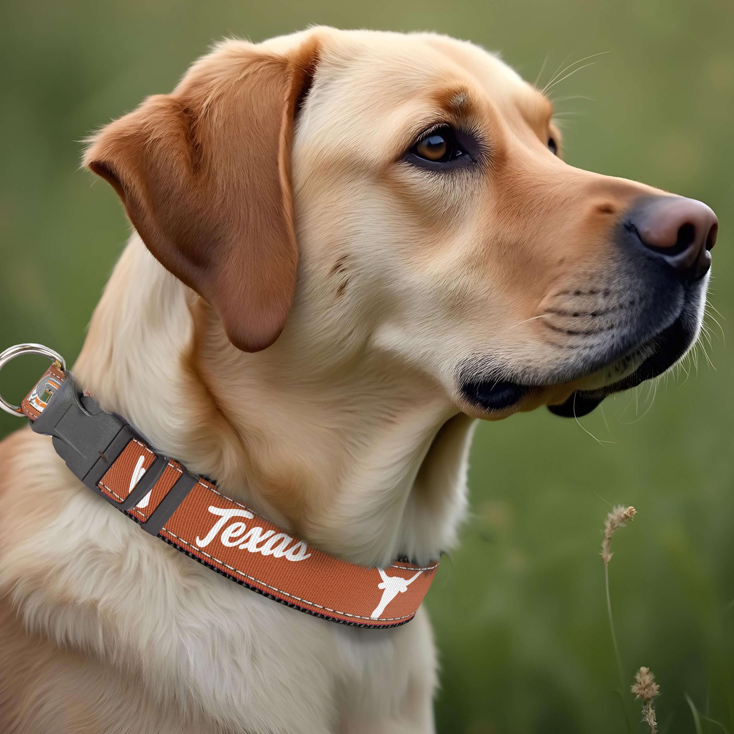 Texas Longhorns Stadium Collection Woven Ribbon Dog Collar Orange Front