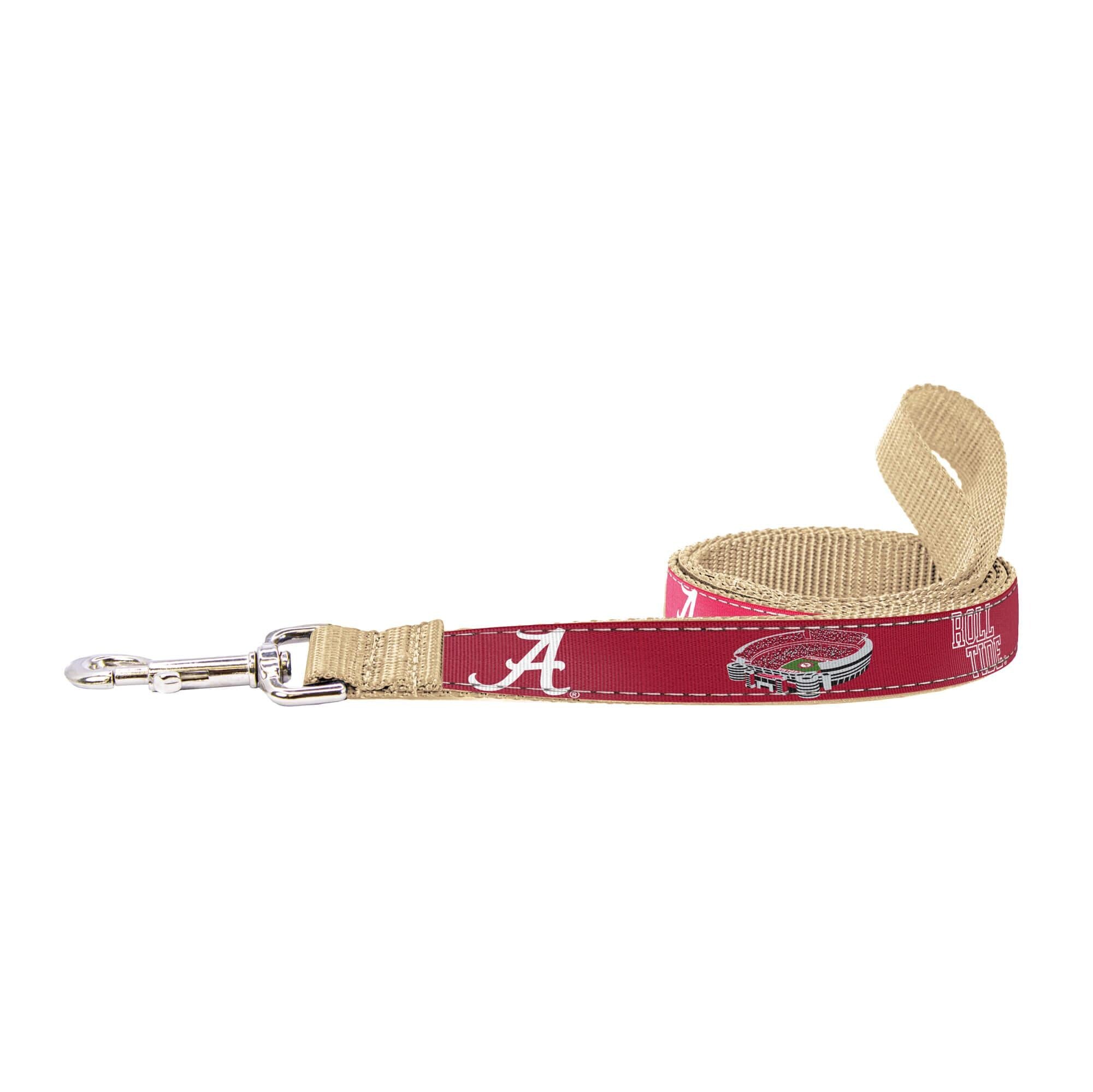 Alabama Crimson Tide Stadium Collection Woven Ribbon Dog Lead Crimson