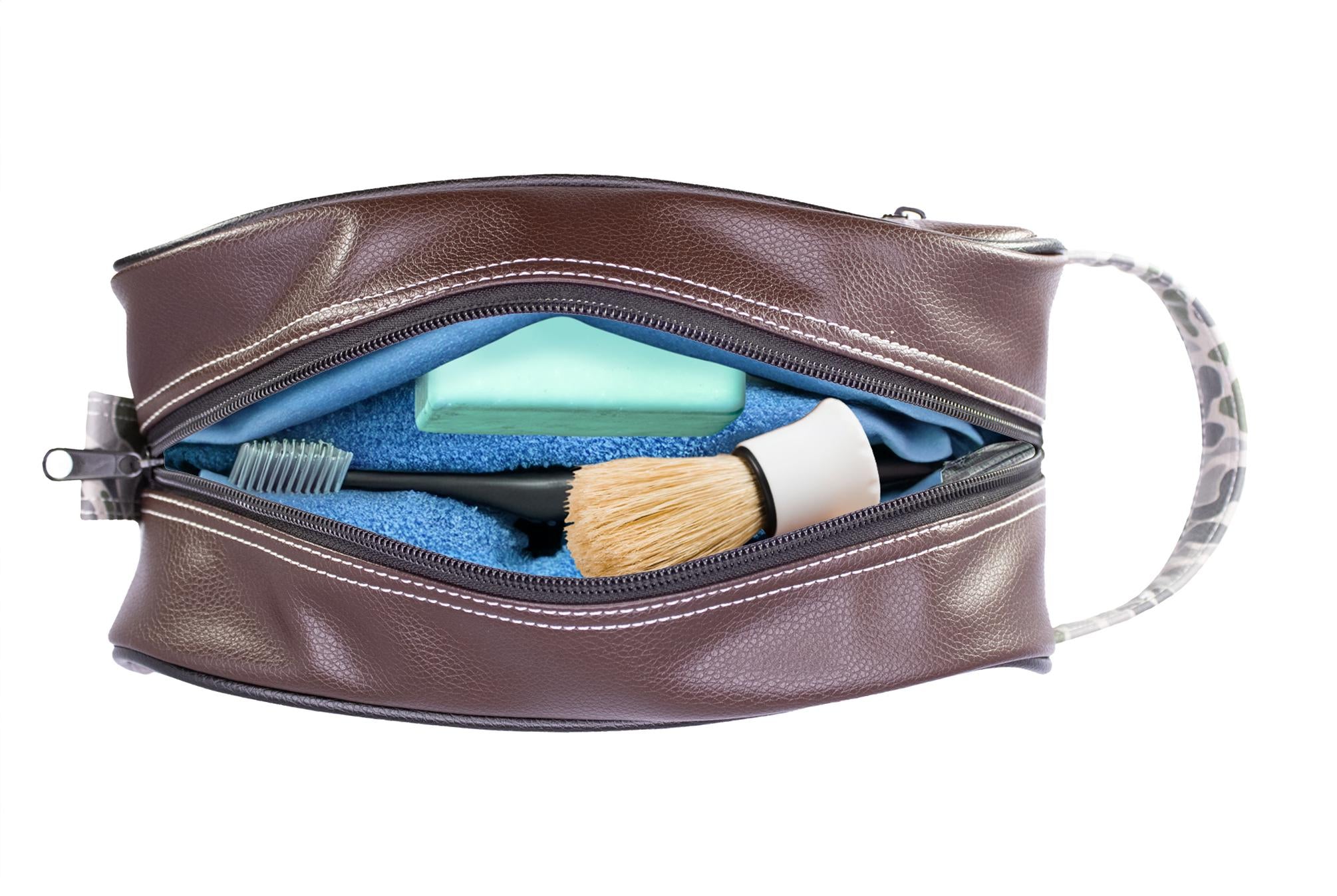 Bass old school camo toiletry dopp bag green gray open top