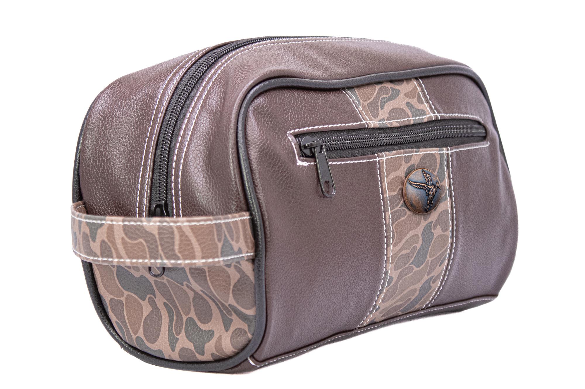 Mallard old school camo toiletry dopp bag brown tan side