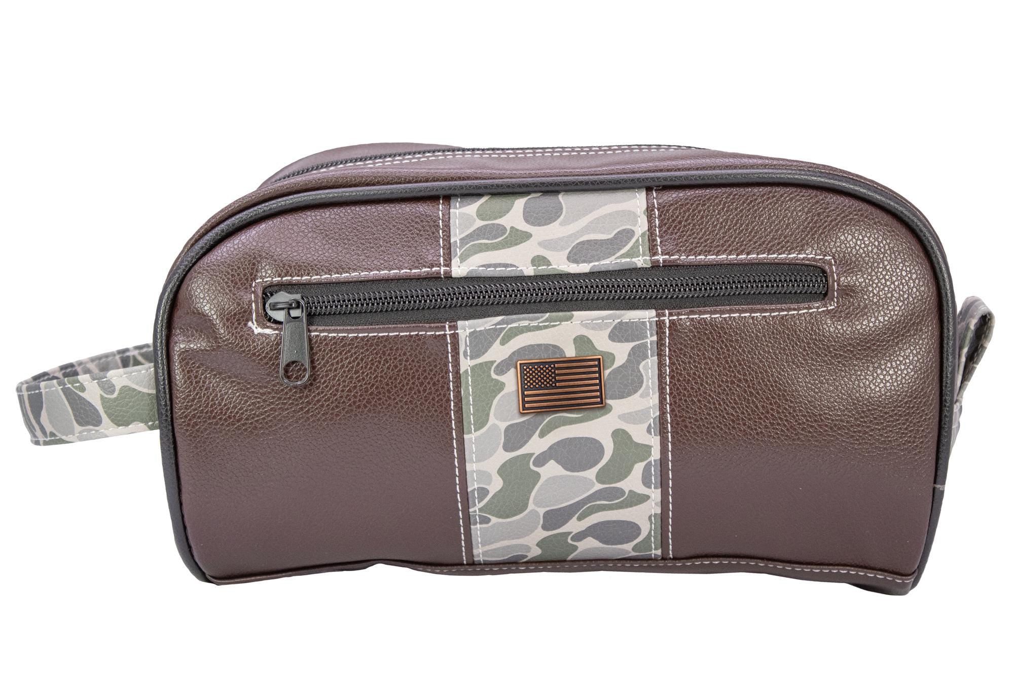 USA Flag old school camo toiletry dopp bag green gray