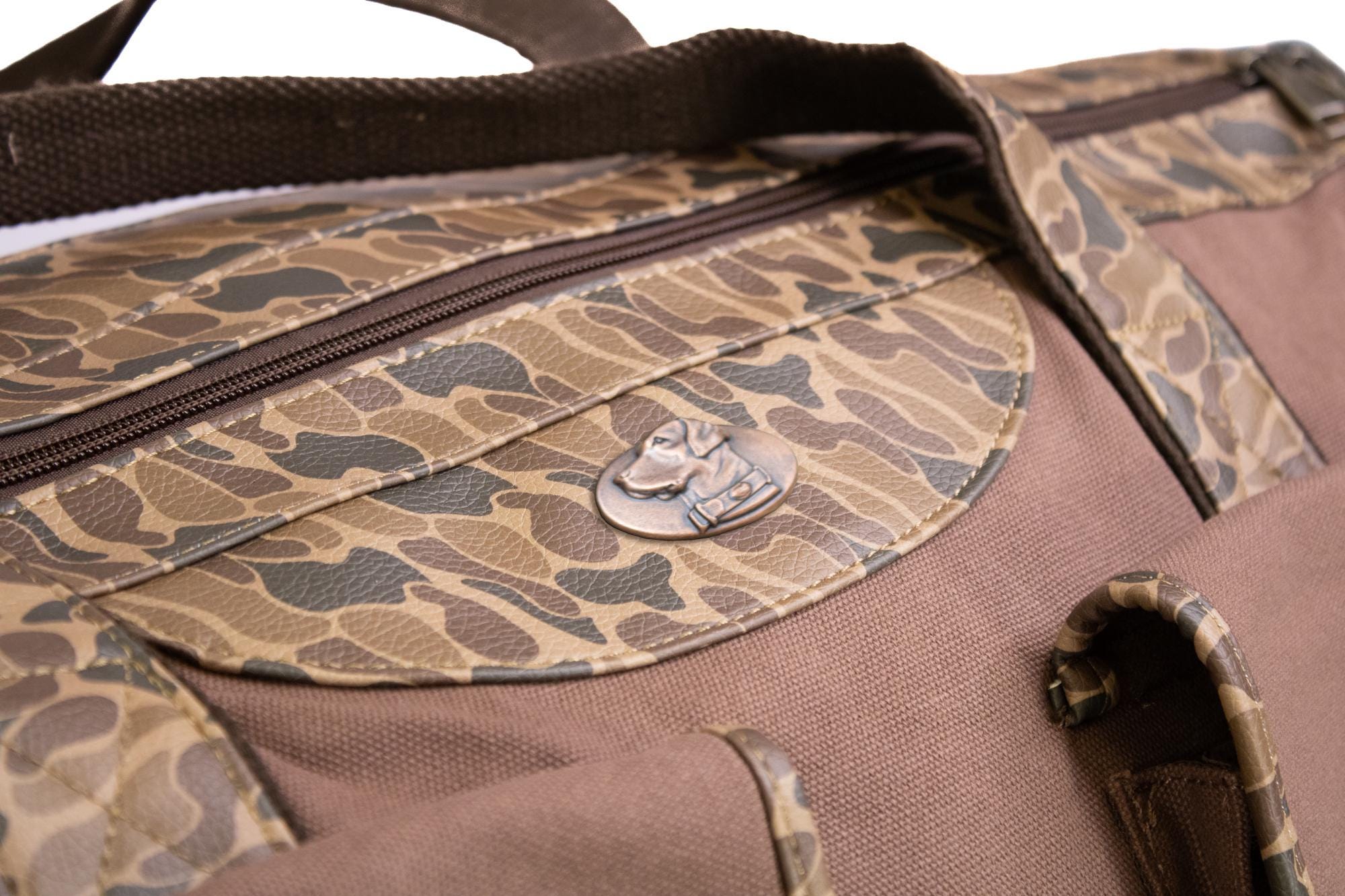 Lab old school camo canvas weekender bag brown tan logo