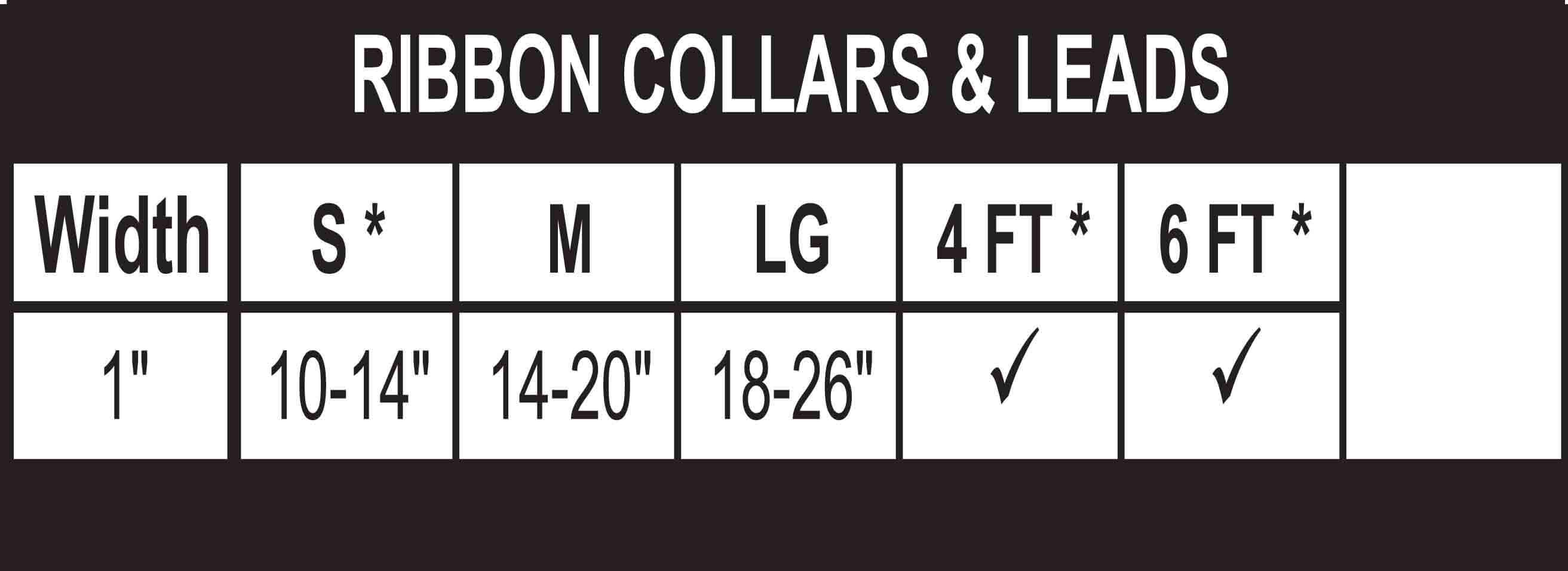 Ribbon dog collar size chart