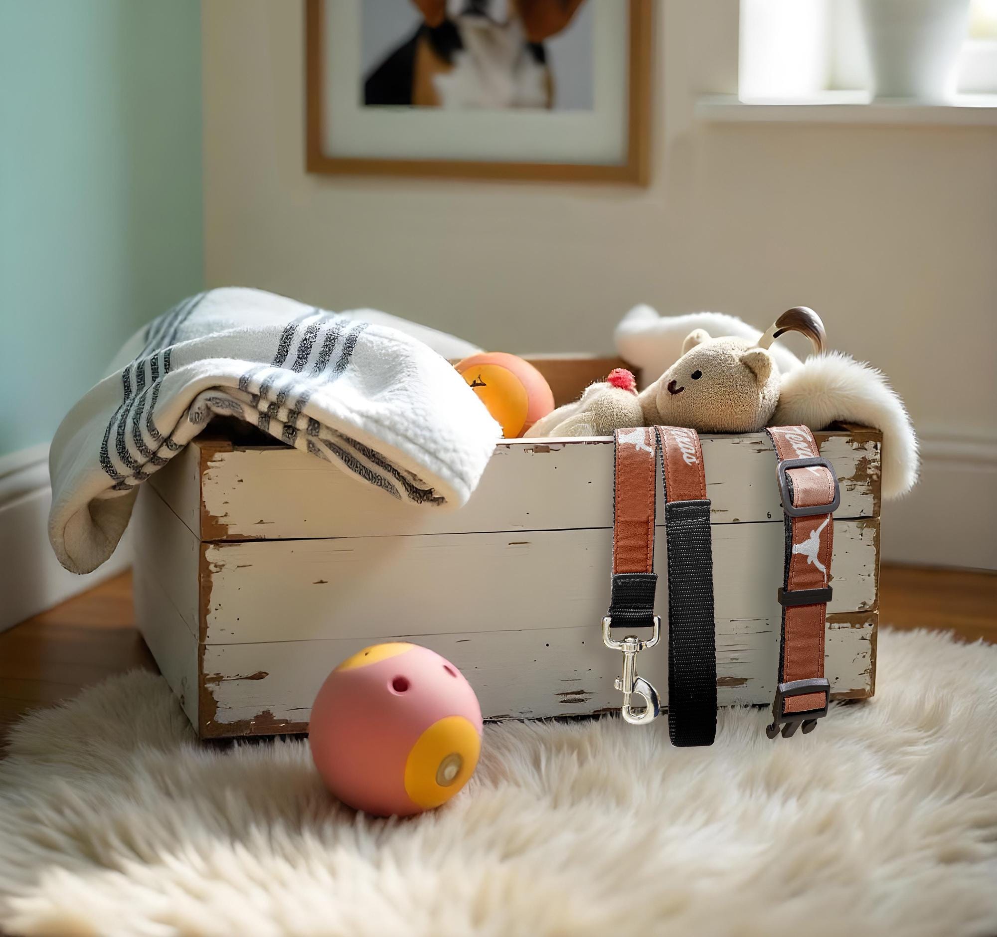 Texas Longhorns Stadium Collection Woven Ribbon Dog Collar Orange toy box