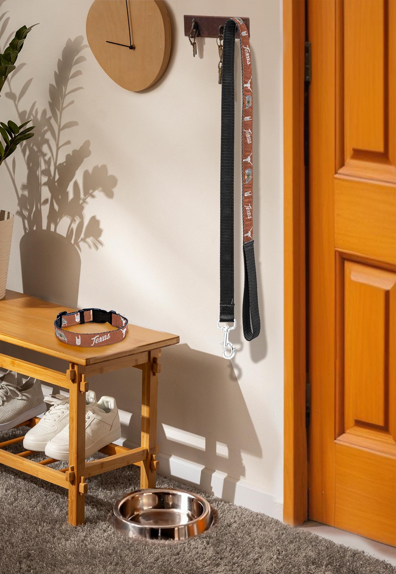 Texas Longhorns Stadium Collection Woven Ribbon Dog Collar Orange door