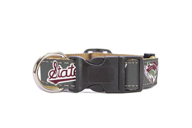 Mississippi State Stadium Collection Woven Ribbon Dog Collar Gray