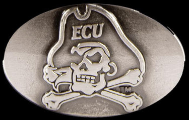 ECU Pirates Brown Leather Metal Concho Belt Logo