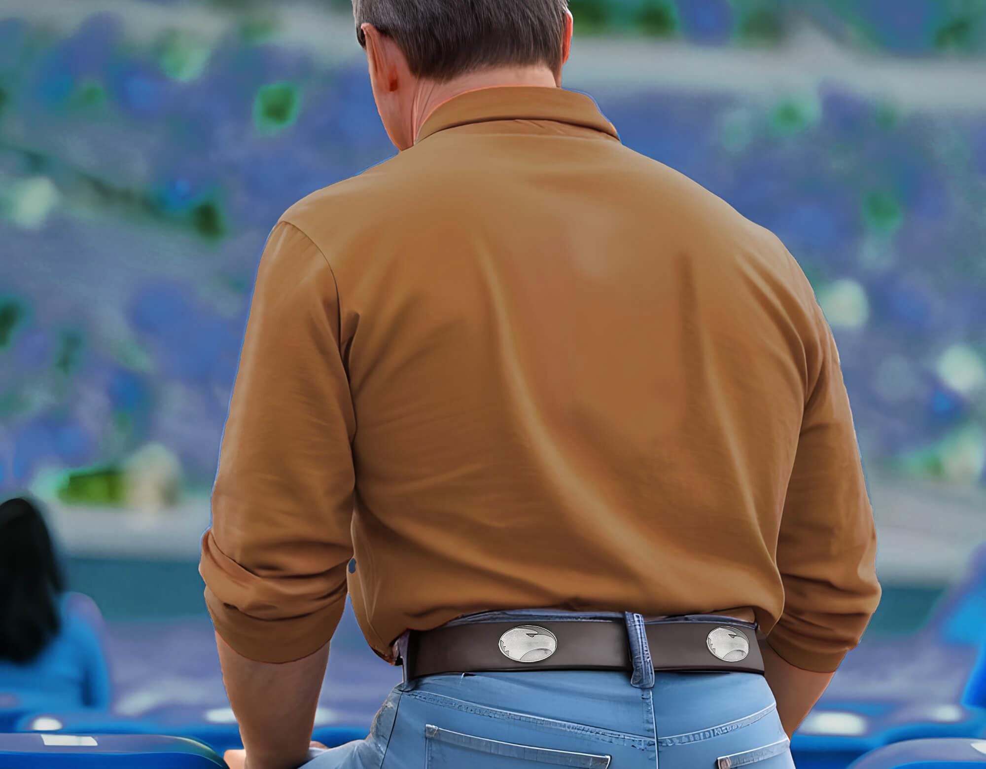 Georgia Southern Eagles Brown Leather Metal Concho Belt fan