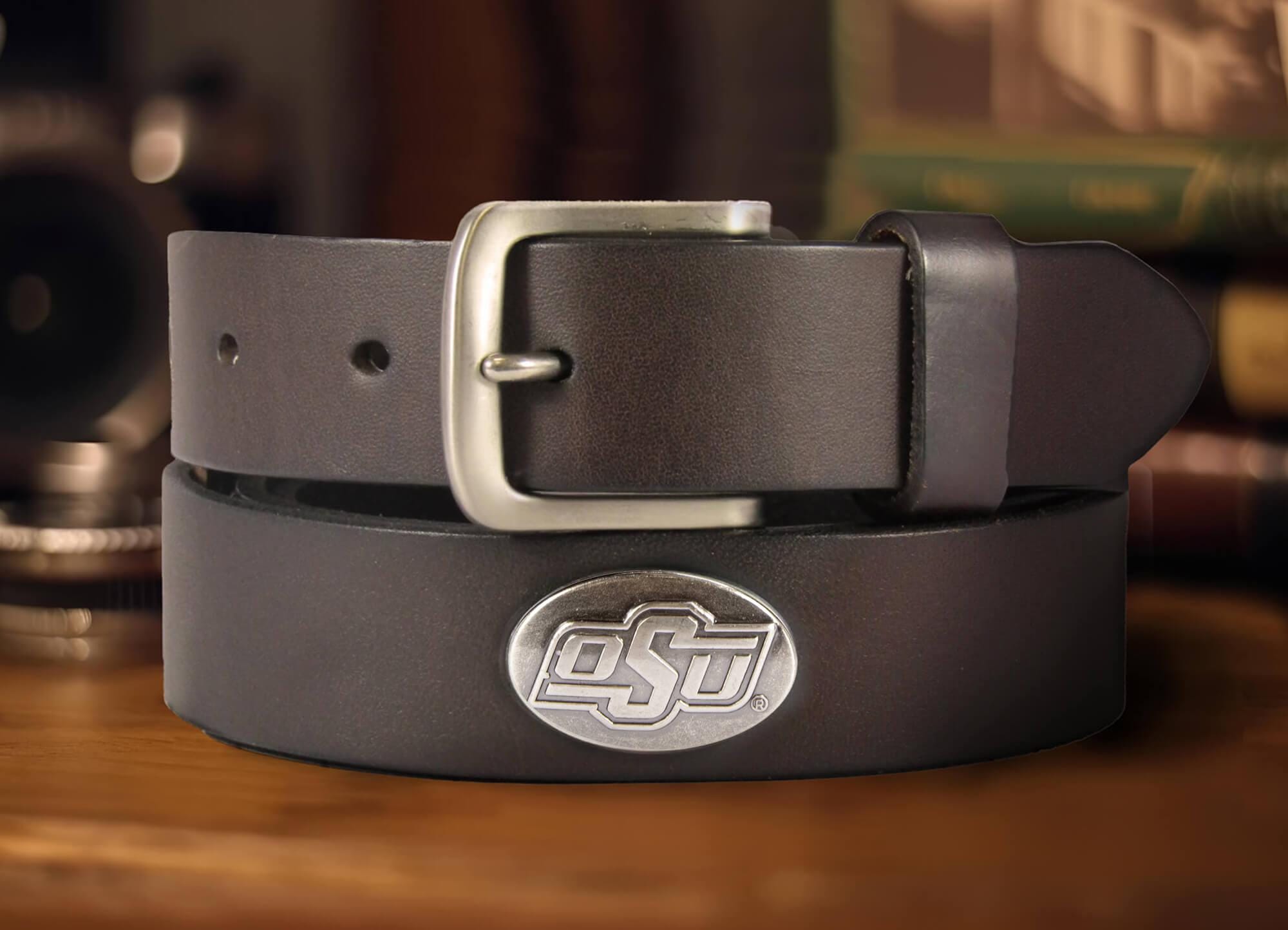 Oklahoma State Cowboys Brown Leather Metal Concho Belt desktop