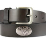 West Virginia Mountaineers Brown Leather Metal Concho Belt