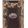 Bass Old School Camo front pocket magnetic wallet brown tan