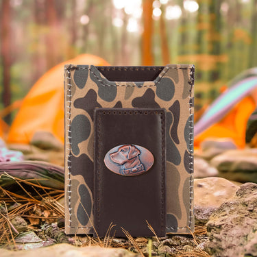 Lab Old School Camo front pocket magnetic wallet brown tan camp