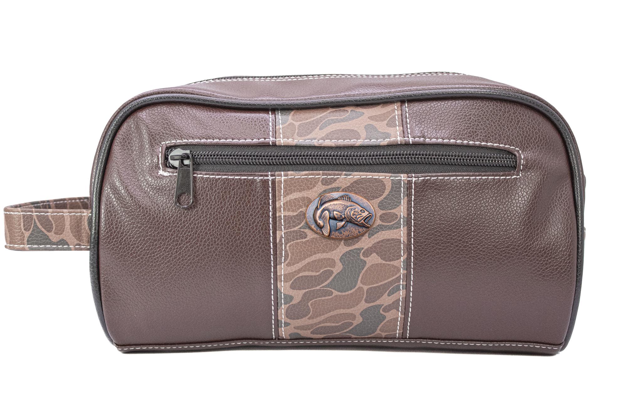 Bass old school camo toiletry dopp bag brown tan