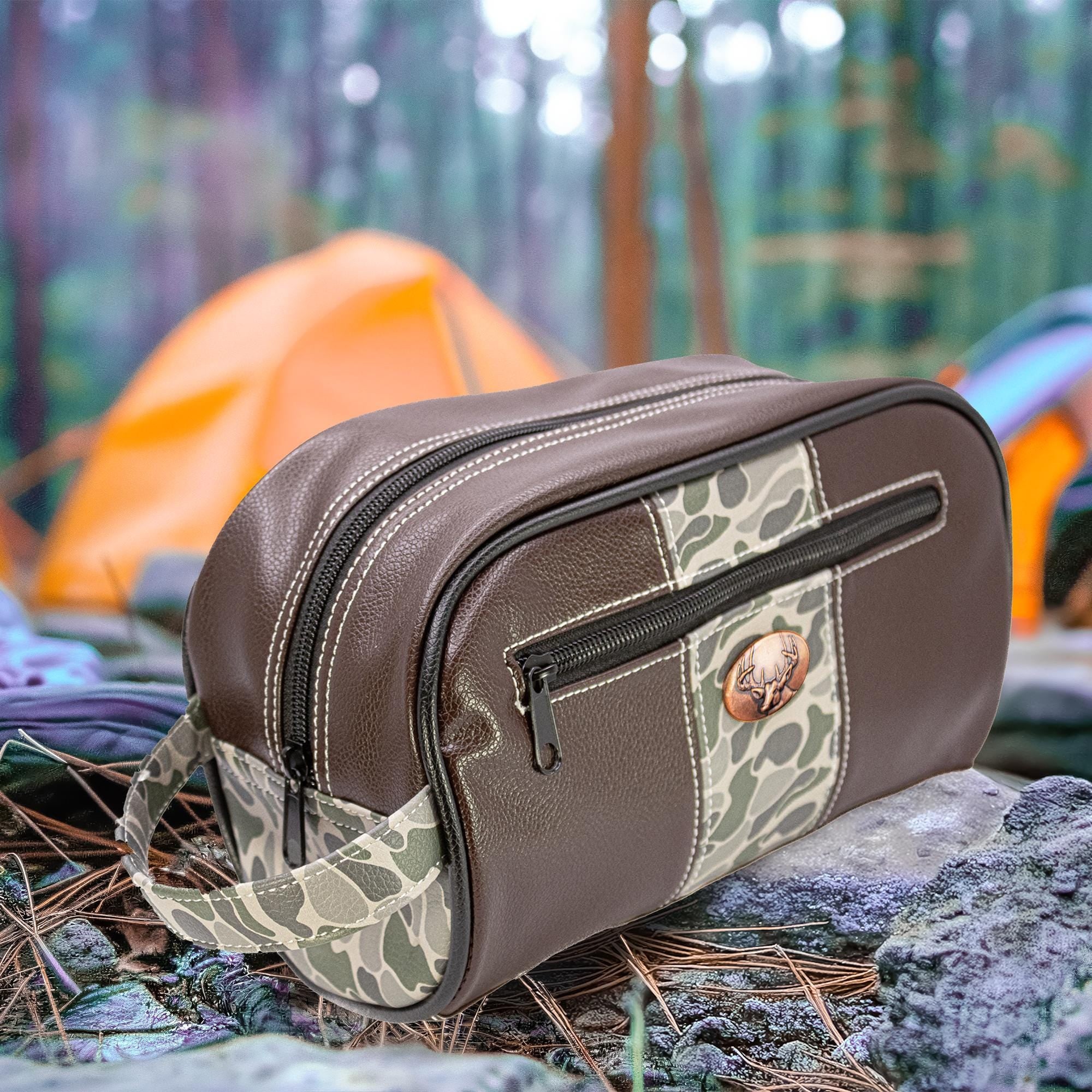 Buck Brown Pebble Old School Camo Men's Toiletry Dopp Bag. – Zep-Pro Shop