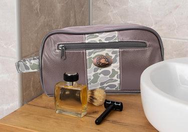Turkey old school camo toiletry dopp bag green gray sink