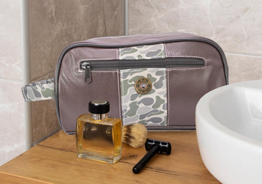 Shot Shell old school camo toiletry dopp bag green gray sink