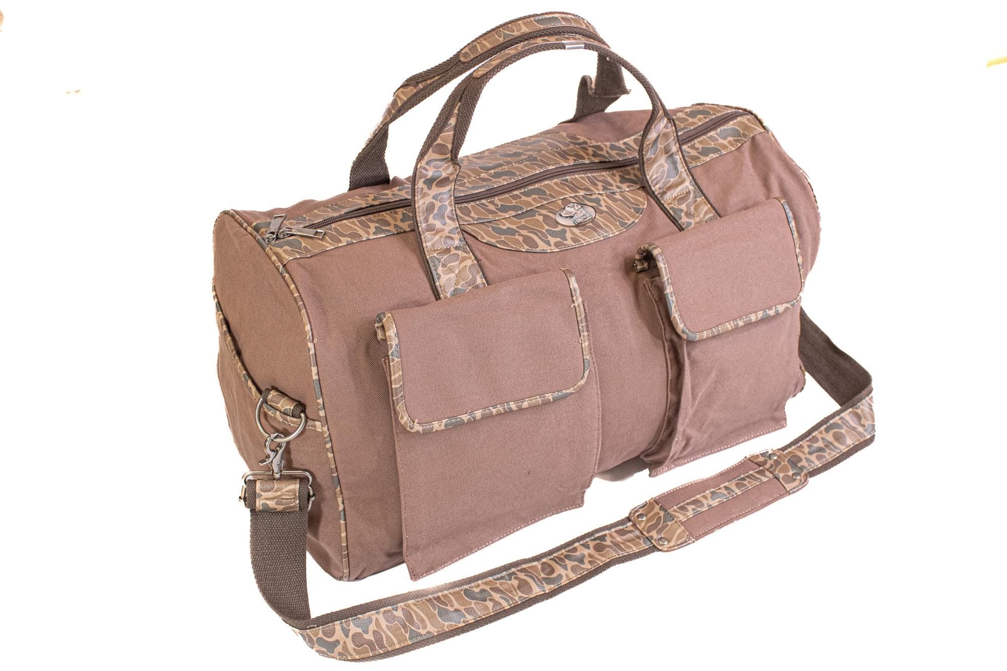 Lab old school camo canvas weekender bag brown tan