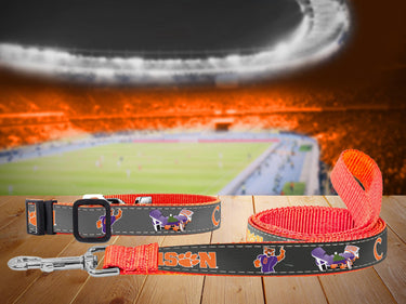Clemson Tigers Stadium Collection Woven Ribbon Dog Lead Gray Stadium