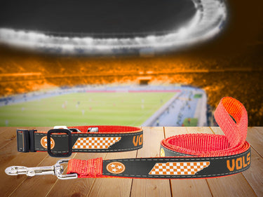 Tennessee Vols Stadium Collection Woven Ribbon Dog Collar Gray stadium
