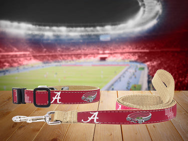 Alabama Crimson Tide Stadium Collection Woven Ribbon Dog Collar Crimson stadium