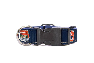 Auburn Tigers Stadium Collection Woven Ribbon Dog Collar Navy