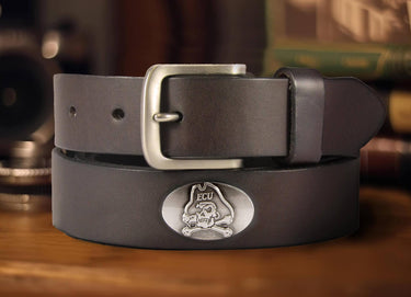 ECU Pirates Brown Leather Metal Concho Belt desktop