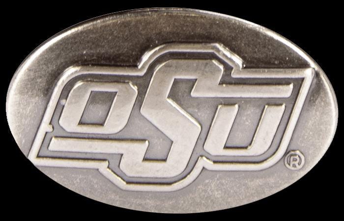 Oklahoma State Cowboys Brown Leather Metal Concho Belt logo