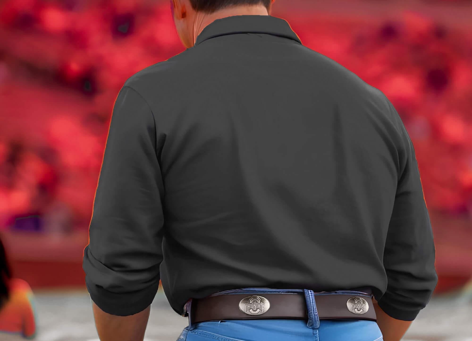 Ohio State Buckeyes Brown Leather Metal Concho Belt fan