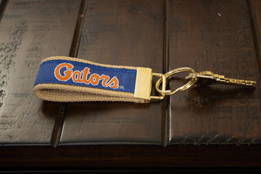 Florida Gators Collegiate Woven Ribbon Key Chain. University of Florida Key Fob. UF Gators Gift. Brass Clasp and O-Ring.