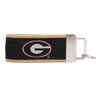 Georgia Bulldogs Collegiate Woven Ribbon Key Chain. University of Gerogia Key Fob. UGA Dawgs Gift. Brass Clasp and O-Ring.