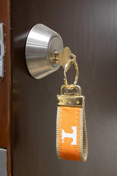 Tennessee Vols Collegiate Woven Ribbon Key Chain. University of Tennessee Key Fob. UT Vols Gift. Brass Clasp and O-Ring.