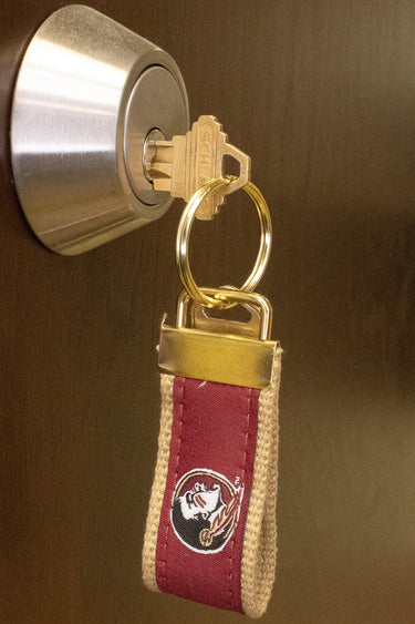 Florida State Seminoles Collegiate Woven Ribbon Key Chain. FSU Key Fob. Florida State Gift. Noles Key Ring. Brass Clasp and O-Ring.