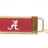 Alabama Crimson Tide Collegiate Woven Ribbon Key Chain. Alabama Key Fob. Alabama Gift. Crimson Tide Key Ring. Brass Clasp and O-Ring.