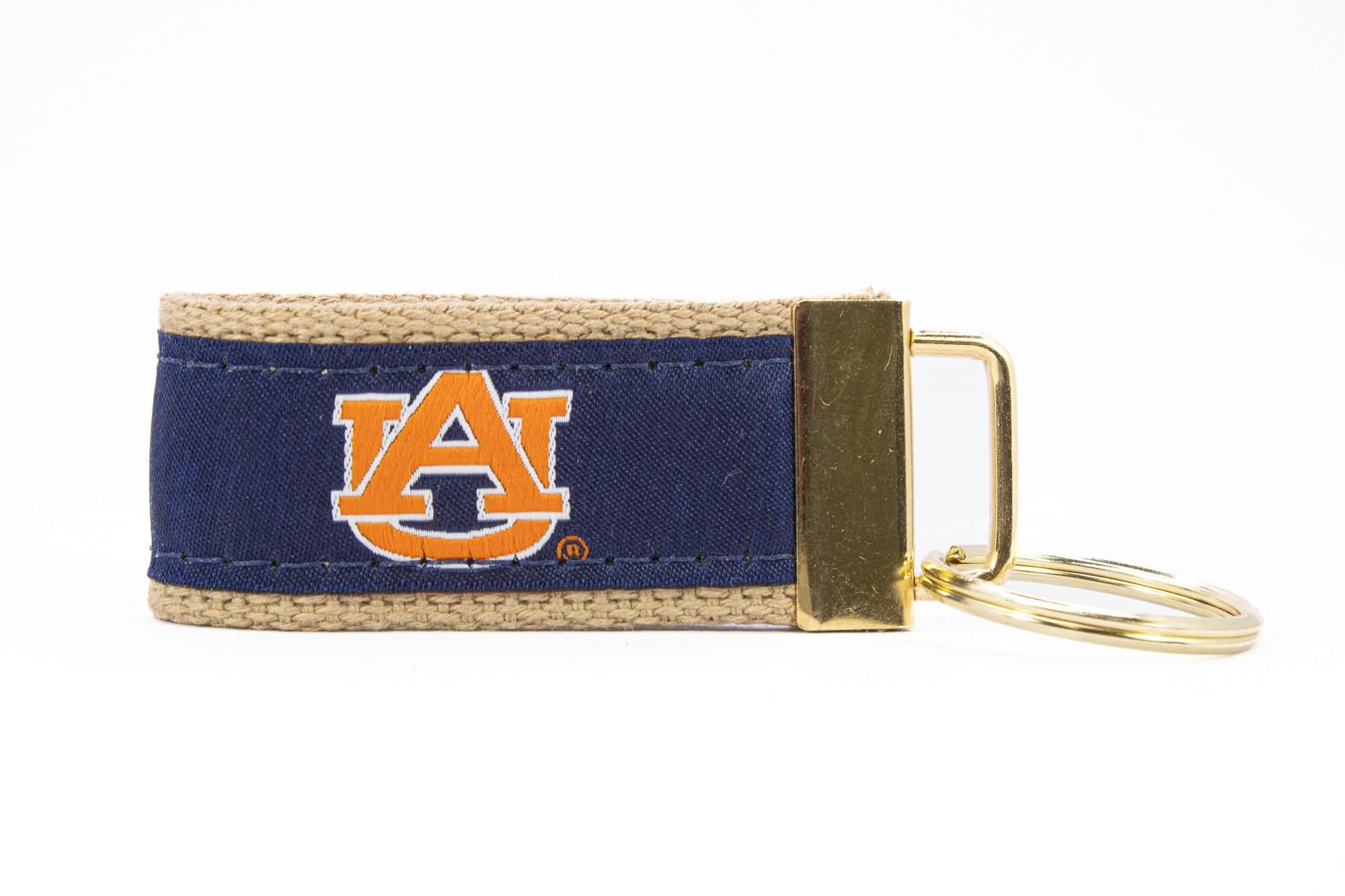 Auburn Tigers Collegiate Woven Ribbon Key Chain. Auburn Key Fob. Auburn Tigers Gift. War Eagle Key Ring. Brass Clasp and O-Ring.