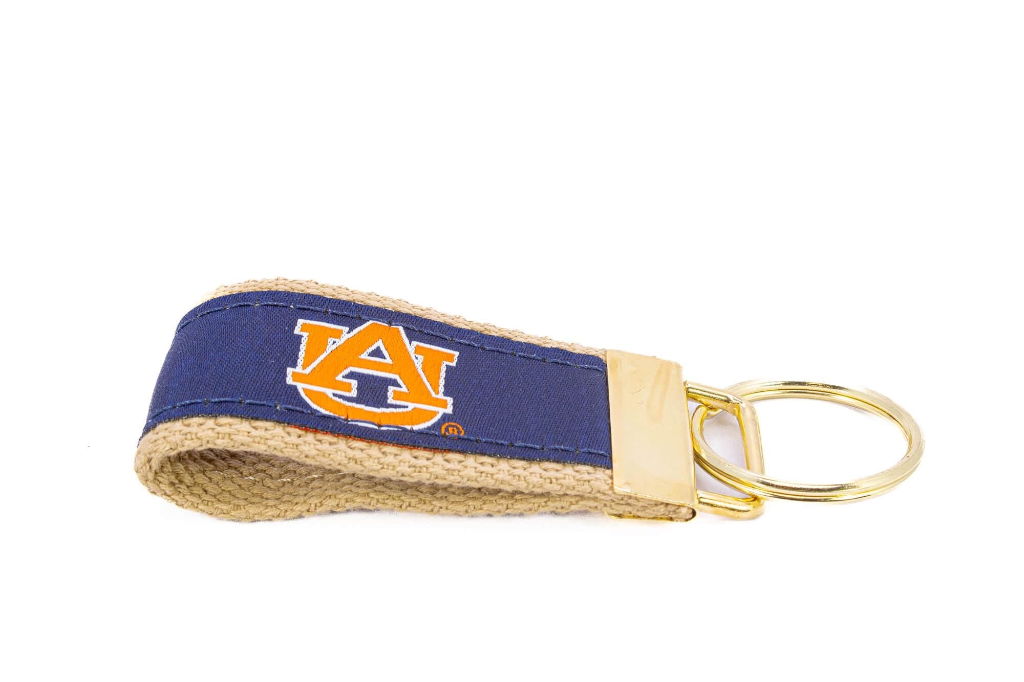 Auburn Tigers Collegiate Woven Ribbon Key Chain. Auburn Key Fob. Auburn Tigers Gift. War Eagle Key Ring. Brass Clasp and O-Ring.