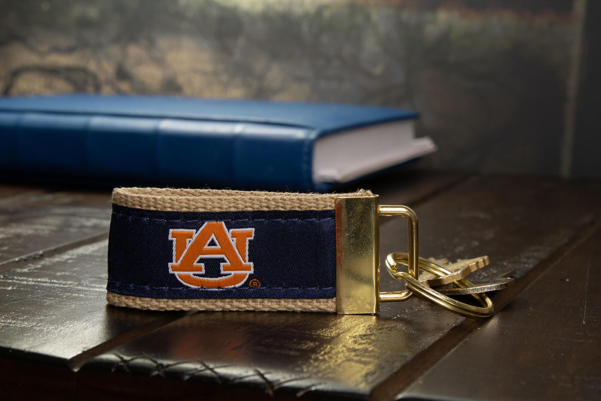 Auburn Tigers Collegiate Woven Ribbon Key Chain. Auburn Key Fob. Auburn Tigers Gift. War Eagle Key Ring. Brass Clasp and O-Ring.