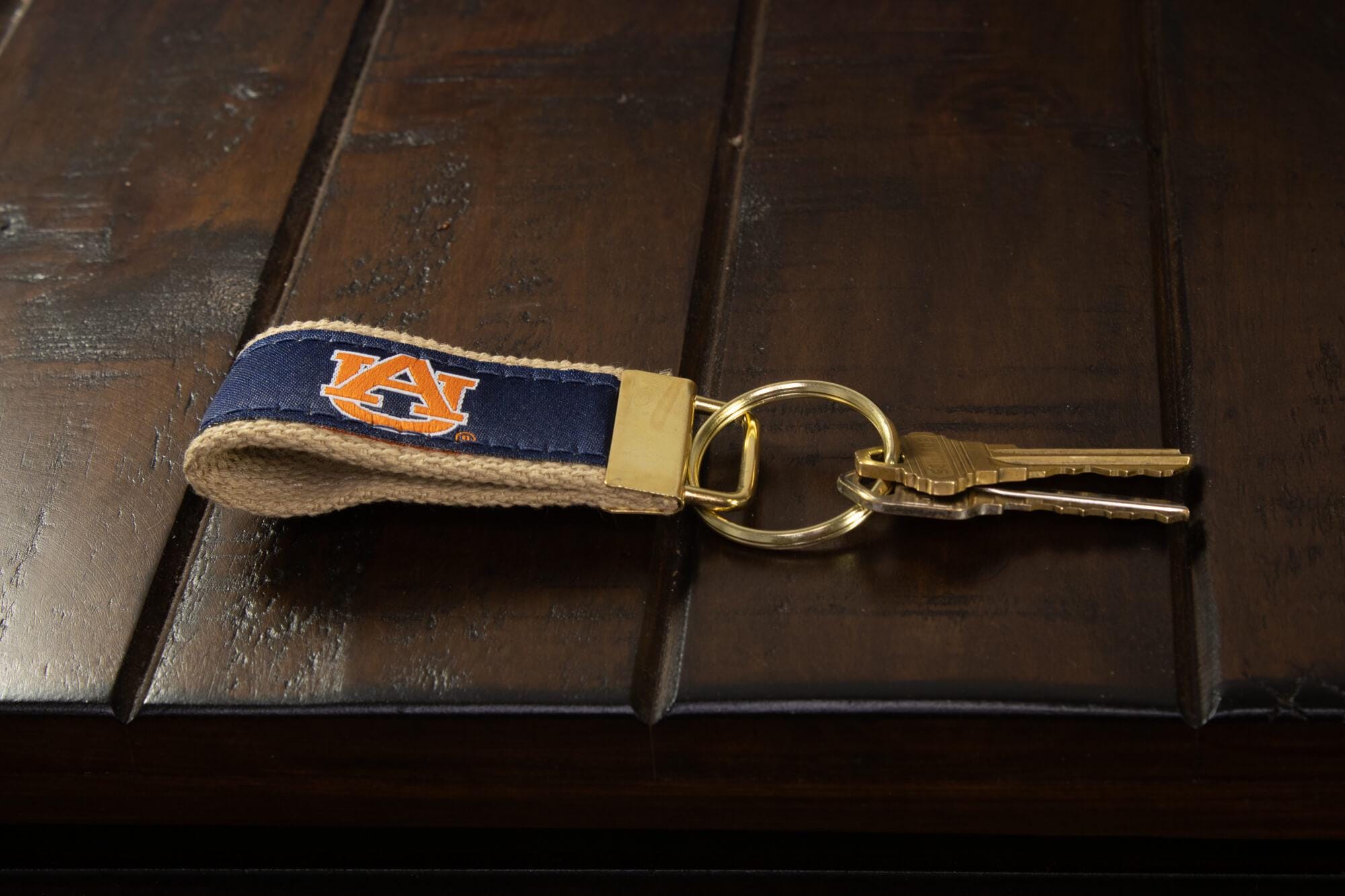 Auburn Tigers Collegiate Woven Ribbon Key Chain. Auburn Key Fob. Auburn Tigers Gift. War Eagle Key Ring. Brass Clasp and O-Ring.