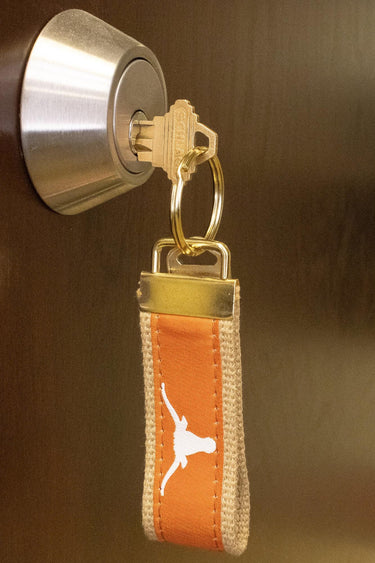 Texas Longhorns Collegiate Woven Ribbon Key Chain. University of Texas Key Fob. UT Longhorns Gift. Hook 'Em Merch. Brass Clasp and O-Ring.
