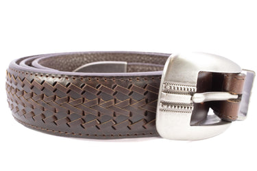 Florida Gators Men's Collegiate Brown Braided Leather Belt. Metal Emblem Conchos.